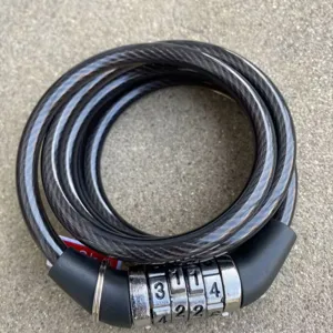 Bicycle cable lock 4-digit combination bike anti-theft security steel wire coiled lock