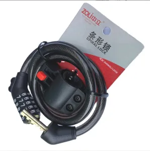 Zoli 5-digit combination bicycle lock with steel cable and mounting bracket for mountain bike