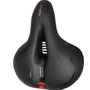 Ergonomic comfortable bicycle saddle with breathable airflow channel for mountain road bikes.