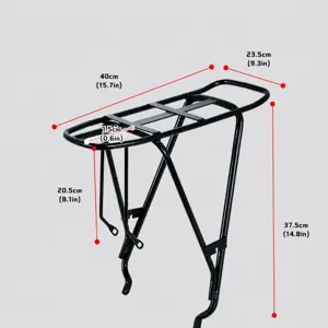 Robuster Fahrradgepäckträger aus Stahl in Schwarz mit geräumiger Plattform für sicheres Radwandern.