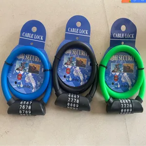 Dettagli del lucchetto bici in cavo a 4 cifre con combinazione e design antifurto portatile.