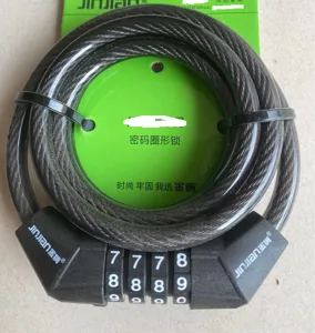Lucchetto per cavo bici a combinazione nera a 4 cifre resistente con confezione verde.
