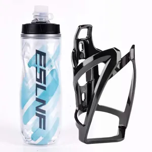 Bicycle water bottle and cage set, thickened plastic sports bottle with holder for cycling.
