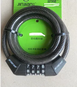 Lucchetto per bicicletta a cavo a spirale Jinjian a combinazione a 4 cifre, dettaglio sicuro.