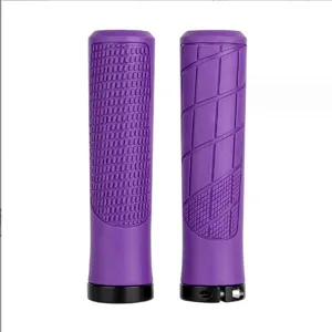Mountain bike handlebar grips, anti-slip rubber grips with single lock-on design for cycling.