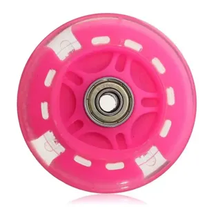 Rueda de repuesto rosa brillante con rodamiento 608Z para patines, monopatines y carritos.