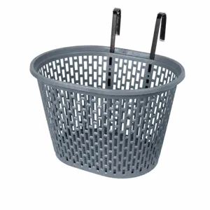 Plastic bicycle front basket with metal hooks for mountain bikes, commuter bikes and kids bikes.