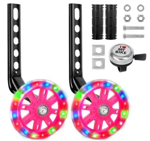 Children bicycle training wheels flash light wheels with bell and installation accessories detail