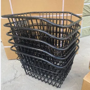 Cestino posteriore per bici in metallo nero, robusto cestino in filo per mountain bike e pieghevoli.