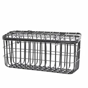 Thickened Metal Electric Vehicle Rear Storage Basket With Lid Heavy Duty Tricycle Cargo Basket Black Wire Storage Rack