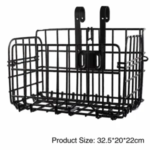 Bicycle Front Basket Metal Wire Bike Basket Removable Cycling Storage Basket With Hooks Quick Release Bicycle Basket