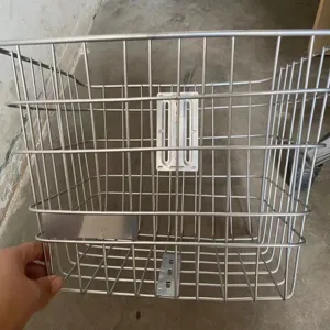 Stainless steel bicycle front basket metal wire storage basket for mountain bike e-bike