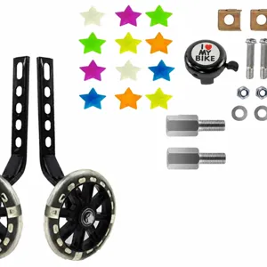 Kids bicycle training wheels set with flashing wheels bell bolts accessories for children bike