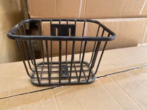 Front bike basket for kids, durable black metal wire storage basket for mountain bicycle accessories.