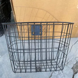 Cesto anteriore bici in metallo nero rete di fili di ferro per trasporto quotidiano