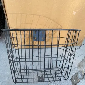 Cestino anteriore per bicicletta in metallo nero cesto a rete in filo metallico per spesa