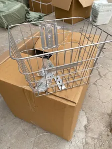 Front wire basket for electric bike and bicycle with mounting hardware and metal bracket.