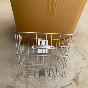 Front wire storage basket for electric bike and bicycle universal metal frame design