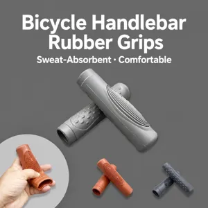 Rubber bicycle handlebar grip close-up detail view, anti-slip texture and soft surface.