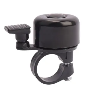 Bicycle bell detail view, loud sound bike ring accessory for children and adult cycling safety.