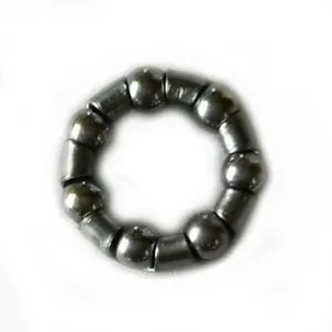 Bicycle ball bearing cage detail view, steel ball retainer for bike hub and bottom bracket.