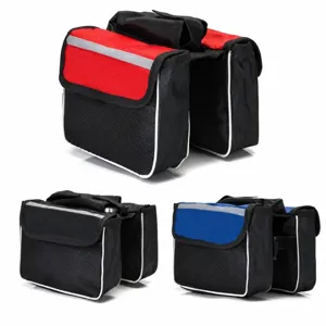 Bicycle double pannier bag large capacity bike saddle bag reflective cycling accessory