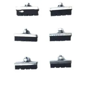Lot de 6 patins de frein pour vélo en caoutchouc avec support métallique V-brake