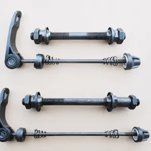 Bicycle quick release skewer set with front rear hollow axles and mounting nuts for mountain bikes