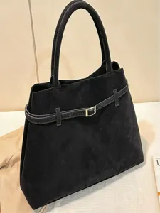 Retro suede tote bag for women, large capacity shoulder handbag for autumn daily commute.