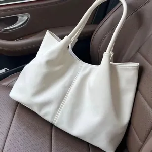 Minimalist solid color tote bag for women, large capacity shoulder and handbag, stylish daily wear.