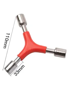 Y-shaped 3-way socket wrench detail view, showing multi-size socket heads and compact metal body.