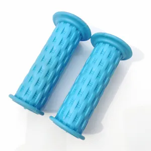 Blue woven style soft rubber handlebar grips for kids bicycle scooter replacement parts detail