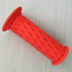 Vibrant orange woven style children bicycle handlebar grip soft rubber accessory for kids bike.