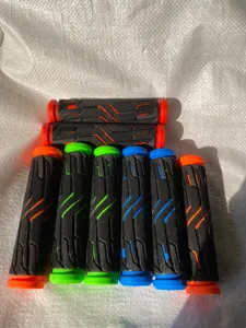 Mountain bike handlebar grips 13cm soft rubber dual color bicycle accessories detail view
