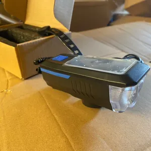 Phare de vélo solaire avec klaxon, lampe LED rechargeable pour éclairage de nuit et VTT.