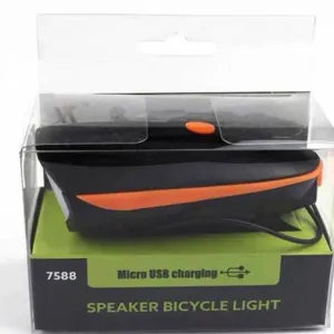 Rechargeable bicycle light with speaker function, perfect for night riding and mountain biking.