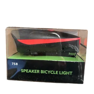 Rechargeable bicycle light with integrated speaker, perfect for safe night riding.