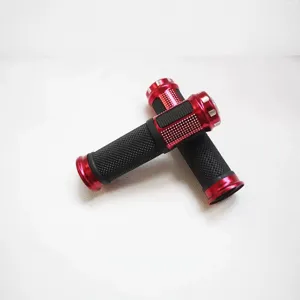 Durable mountain bike handlebar grips with aluminum lock rings and non-slip rubber surface.