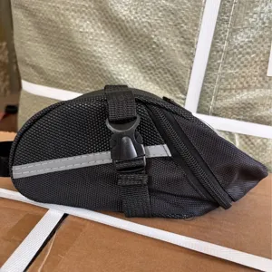 Borsa sottosella per bicicletta nera impermeabile borsetta da coda bici con striscia riflettente