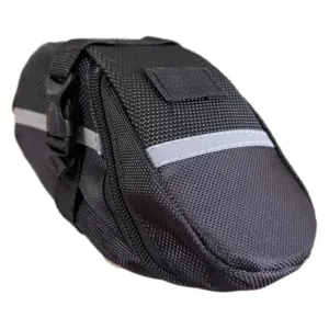 Borsa sottosella per bicicletta nera impermeabile borsetta posteriore con striscia riflettente.