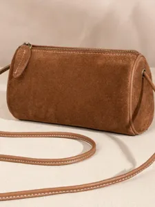 Women stylish matte PU cylinder crossbody bag autumn winter casual shoulder camera bag