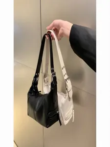 Retro minimalist women underarm shoulder bag chic black white handbag daily versatile commute