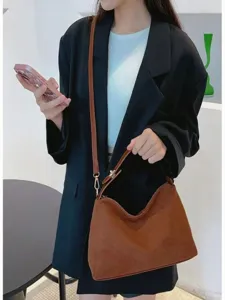 Retro matte shoulder bag for women, chic design casual crossbody bag, stylish daily handbag.