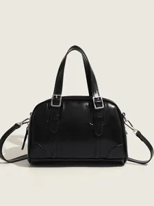 Korean Retro PU Leather Pillow Bag Women Casual Crossbody Shoulder Bag Small Handbag Solid Color Fashion Satchel