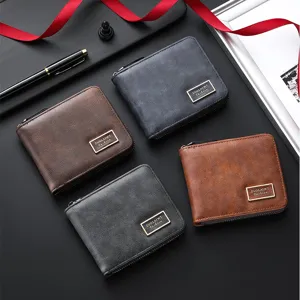 Portefeuille Homme en Cuir PU Court Bifold Décontracté Porte-Monnaie Fentes pour Cartes Design de Couture Quotidien Affaires Pochette