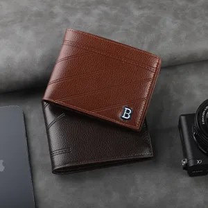 Mens short PU leather wallet vintage retro card holder slim bifold wallet for men main image