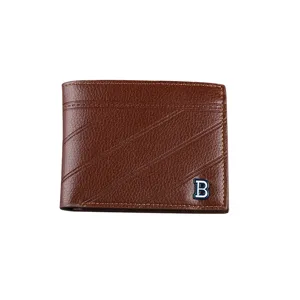 Men brown short PU leather wallet retro card holder slim pocket bifold wallet coin purse