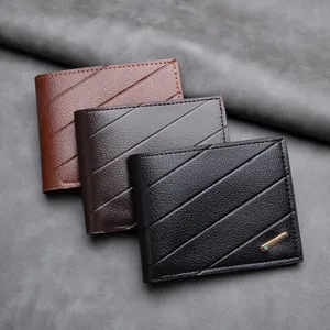 Men's Bifold Wallet Business PU Leather Slim Card Holder Waterproof Ultra-Light Daily Wallet Pocket Purse