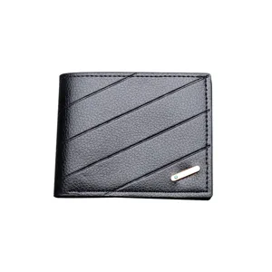 Men's Black Leather Bifold Wallet Slim Business Card Holder Coin Pocket Elegant Design