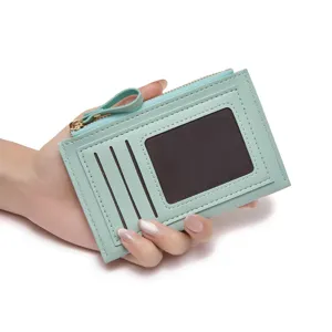 Women PU Leather Coin Purse Multi Card Slot Wallet Fashion Zipper Card Holder Daily Compact Mini Handbag